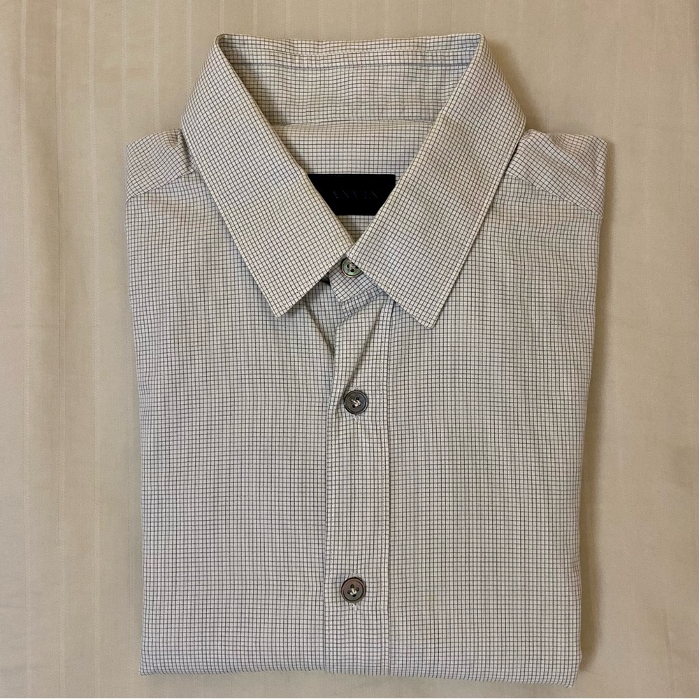 LANVIN cross checkered collared long sleeve dress shirt neck: 15.5 sleeve: 39 - Picture 12 of 13